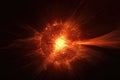 explosions in the sun, with the star itself visible behind its fiery bursts