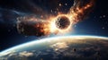 Explosive Abstracts: Comic Image Of Asteroid Impact Royalty Free Stock Photo