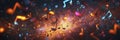Explosive array of vibrant music notes in space