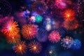 Explosive beauty as vibrant bursts of fireworks. Generative AI
