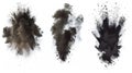 Explosive Black Powder Burst Sequence on White Background Royalty Free Stock Photo