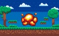 Pixel Game Scene with Danger, Explosive Substance