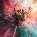 Explosive burst of colorful paint creating a dynamic abstract art display Royalty Free Stock Photo