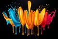 Explosive burst of creativity vibrant artistic ingenuity unleashed through paintbrush strokes