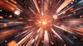 Explosive burst of light and energy radiates from the center, creating dynamic streaks and particles