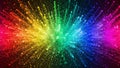 Explosive burst of rainbow colored glitter particles on a black background Royalty Free Stock Photo