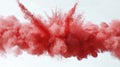 Explosive Burst of Red Smoke Against White Background, Abstract and Dynamic Royalty Free Stock Photo