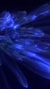 Explosive burst of translucent blue crystal shards in dynamic motion on a dark futuristic background Royalty Free Stock Photo