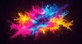 Explosive Burst of Vibrant Colors - A Dynamic Abstract Artwork on Dark Background Royalty Free Stock Photo