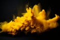 Explosive Burst Of Yellow Pigment Capturing The Dynamic Movement And Energy. Generative AI