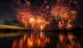 Explosive celebration ignites vibrant colors in summer firework display generated by AI Royalty Free Stock Photo