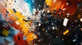 Explosive collision of colorful particles in dynamic motion Royalty Free Stock Photo
