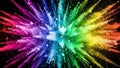 Explosive colorful powder burst against black background Royalty Free Stock Photo