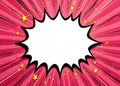 Explosive comic book speech bubble with starburst background and sparkles Royalty Free Stock Photo