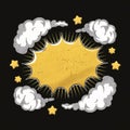 Explosive Comic Style Burst with Clouds and Stars on Black Background Royalty Free Stock Photo