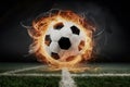 Explosive energy captured in a fiery soccer ball moment