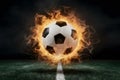 Explosive energy captured in a fiery soccer ball moment