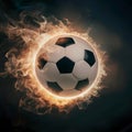 Explosive energy captured in a fiery soccer ball moment