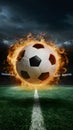 Explosive energy captured in a fiery soccer ball moment