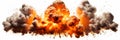 explosive fireball explosion against a white background