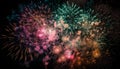 Explosive fireworks ignite vibrant celebration, illuminating dark summer night skies generated by AI