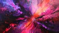 Explosive flashes of bright pink and purple burst forth from the darkness painting the sky in a rainbow of colors