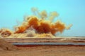 Explosive fumes after detonator blasting in the desert