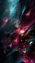 Explosive galactic burst of glowing cosmic energy with vibrant particles in deep space, perfect for sci-fi backgrounds, digital Royalty Free Stock Photo