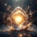 Explosive Genesis: Shattering Egg of Light Royalty Free Stock Photo