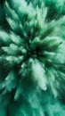 Explosive green color burst, dynamic abstract art. Energy explosion concept