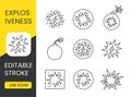 Explosive hazard vector line icon set with editable stroke Royalty Free Stock Photo