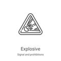 explosive icon vector from signal and prohibitions collection. Thin line explosive outline icon vector illustration. Linear symbol