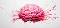Explosive Mind. Conceptual Art Bursting with Knowledge and Creativity, brainstorming. Pink brain blondy Royalty Free Stock Photo