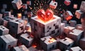 Explosive Minecraft World Cubes. Minecraft Texture. Explosive blocks. Minecraft textures and cubes. Generative AI.