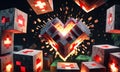 Explosive Minecraft World Cubes. Minecraft Texture. Explosive blocks. Minecraft textures and cubes. Generative AI.