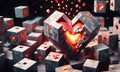 Explosive Minecraft World Cubes. Minecraft Texture. Explosive blocks. Minecraft textures and cubes. Generative AI.