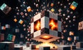 Explosive Minecraft World Cubes. Minecraft Texture. Explosive blocks. Minecraft textures and cubes. Generative AI.