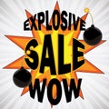 Explosive sale wow awareness design with bomb illustration Royalty Free Stock Photo