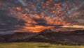 Explosive sunrise over Anboto mountain in Urkiola Royalty Free Stock Photo