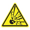 Explosive. Warning danger. Yellow triangle. Sign for collage on white background Royalty Free Stock Photo