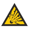 Explosive. Yellow triangle. Warning danger. Royalty Free Stock Photo