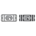 Explosives c4 line and glyph icon, army and weapon, detonating bomb sign, vector graphics, a linear pattern on a white
