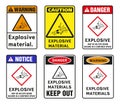 Explosives warning sign. Warning symbol. Class 1 warning signs Royalty Free Stock Photo