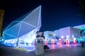 Expo2020 Azerbaijan Pavilion at night with people grain in Dubai, United Arab Emirates Royalty Free Stock Photo