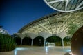 Expo2020 Dubai Sustainability Pavilion at night showing sustainable architecture grain in UAE Royalty Free Stock Photo