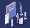 Expo Stand Isometric Composition Royalty Free Stock Photo