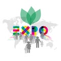 Expo 2015 with visitors icons illustration