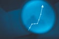 Exponential diagram growth blurred blue background