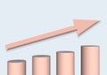 Exponential growth, bar chart on light blue gradient background, increased profitability