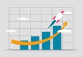 Exponential growth in company revenues and investments. Earnings graph is growing up. Sales increase, financial report. Business